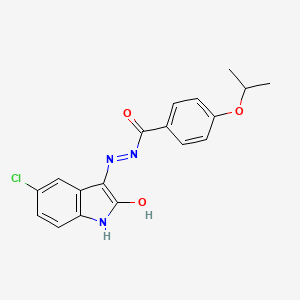molecular formula C18H16ClN3O3 B10899327 N'-[(3E)-5-chloro-2-oxo-1,2-dihydro-3H-indol-3-ylidene]-4-(propan-2-yloxy)benzohydrazide 