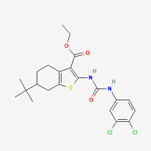 molecular formula C22H26Cl2N2O3S B10900030 Ethyl 6-tert-butyl-2-{[(3,4-dichlorophenyl)carbamoyl]amino}-4,5,6,7-tetrahydro-1-benzothiophene-3-carboxylate 