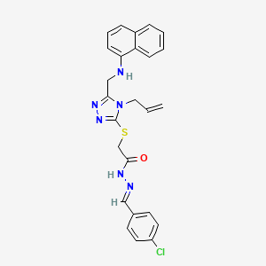 molecular formula C25H23ClN6OS B10900567 N'-[(E)-(4-chlorophenyl)methylidene]-2-({5-[(naphthalen-1-ylamino)methyl]-4-(prop-2-en-1-yl)-4H-1,2,4-triazol-3-yl}sulfanyl)acetohydrazide 
