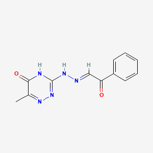 molecular formula C12H11N5O2 B10900868 1,2,4-Triazin-5(4H)-one, 6-methyl-3-[N2-(2-oxo-2-phenylethylideno)hydrazino]- 