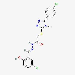 molecular formula C18H15Cl2N5O2S B10900941 N'-(5-chloro-2-hydroxybenzylidene)-2-{[5-(4-chlorophenyl)-4-methyl-4H-1,2,4-triazol-3-yl]sulfanyl}acetohydrazide 