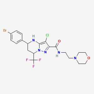 molecular formula C20H22BrClF3N5O2 B10900945 5-(4-bromophenyl)-3-chloro-N-[2-(morpholin-4-yl)ethyl]-7-(trifluoromethyl)-4,5,6,7-tetrahydropyrazolo[1,5-a]pyrimidine-2-carboxamide 