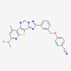 molecular formula C26H16F2N6OS B10900957 4-[[3-[13-(difluoromethyl)-11-methyl-16-thia-3,5,6,8,14-pentazatetracyclo[7.7.0.02,6.010,15]hexadeca-1(9),2,4,7,10(15),11,13-heptaen-4-yl]phenyl]methoxy]benzonitrile 