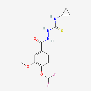 molecular formula C13H15F2N3O3S B10900962 N-cyclopropyl-2-{[4-(difluoromethoxy)-3-methoxyphenyl]carbonyl}hydrazinecarbothioamide 