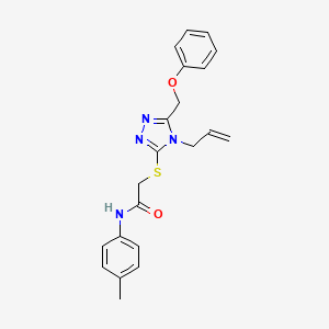 molecular formula C21H22N4O2S B10900987 N-(4-methylphenyl)-2-{[5-(phenoxymethyl)-4-(prop-2-en-1-yl)-4H-1,2,4-triazol-3-yl]sulfanyl}acetamide 