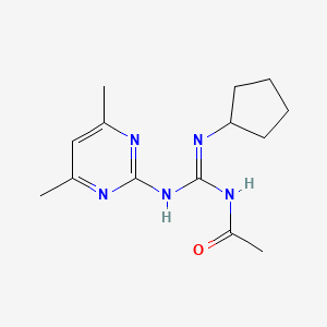 molecular formula C14H21N5O B10901013 N-[N'-cyclopentyl-N-(4,6-dimethylpyrimidin-2-yl)carbamimidoyl]acetamide 