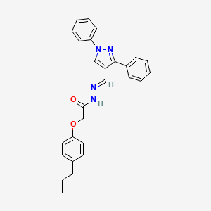 molecular formula C27H26N4O2 B10901041 N'-[(E)-(1,3-diphenyl-1H-pyrazol-4-yl)methylidene]-2-(4-propylphenoxy)acetohydrazide 