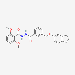 molecular formula C26H26N2O5 B10901108 N'-{3-[(2,3-dihydro-1H-inden-5-yloxy)methyl]benzoyl}-2,6-dimethoxybenzohydrazide 