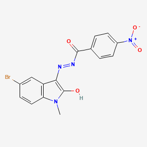 molecular formula C16H11BrN4O4 B10901134 N'-[(3E)-5-bromo-1-methyl-2-oxo-1,2-dihydro-3H-indol-3-ylidene]-4-nitrobenzohydrazide 