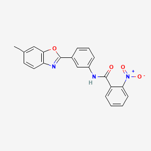 molecular formula C21H15N3O4 B10901149 N-[3-(6-methyl-1,3-benzoxazol-2-yl)phenyl]-2-nitrobenzamide 