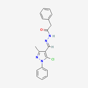 molecular formula C19H17ClN4O B10901309 N'-[(E)-(5-chloro-3-methyl-1-phenyl-1H-pyrazol-4-yl)methylidene]-2-phenylacetohydrazide 