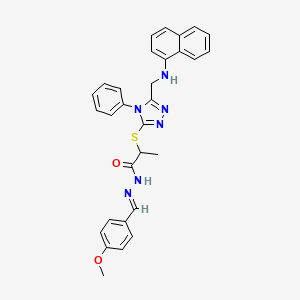 molecular formula C30H28N6O2S B10901623 N'-[(E)-(4-methoxyphenyl)methylidene]-2-({5-[(naphthalen-1-ylamino)methyl]-4-phenyl-4H-1,2,4-triazol-3-yl}sulfanyl)propanehydrazide 