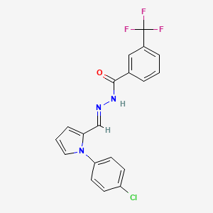 molecular formula C19H13ClF3N3O B10901901 N'-{(E)-[1-(4-chlorophenyl)-1H-pyrrol-2-yl]methylidene}-3-(trifluoromethyl)benzohydrazide 