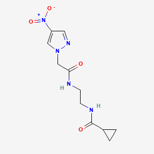 molecular formula C11H15N5O4 B10901947 N-(2-{[(4-nitro-1H-pyrazol-1-yl)acetyl]amino}ethyl)cyclopropanecarboxamide 