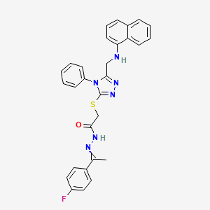 molecular formula C29H25FN6OS B10901973 N'-[1-(4-fluorophenyl)ethylidene]-2-({5-[(naphthalen-1-ylamino)methyl]-4-phenyl-4H-1,2,4-triazol-3-yl}sulfanyl)acetohydrazide 