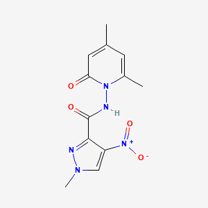 molecular formula C12H13N5O4 B10901975 N-(4,6-dimethyl-2-oxopyridin-1(2H)-yl)-1-methyl-4-nitro-1H-pyrazole-3-carboxamide 