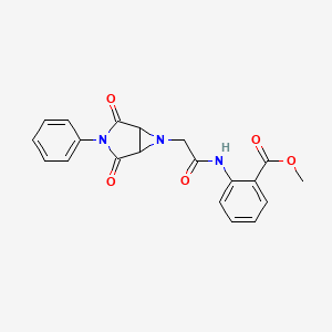 molecular formula C20H17N3O5 B10901983 Methyl 2-{[(2,4-dioxo-3-phenyl-3,6-diazabicyclo[3.1.0]hex-6-yl)acetyl]amino}benzoate 