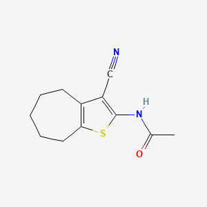 molecular formula C12H14N2OS B10902011 N-(3-cyano-5,6,7,8-tetrahydro-4H-cyclohepta[b]thiophen-2-yl)acetamide 