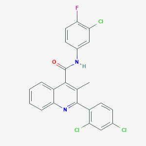 molecular formula C23H14Cl3FN2O B10902039 N-(3-chloro-4-fluorophenyl)-2-(2,4-dichlorophenyl)-3-methylquinoline-4-carboxamide 