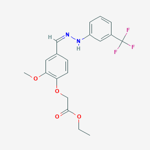 molecular formula C19H19F3N2O4 B10902049 ethyl {2-methoxy-4-[(Z)-{2-[3-(trifluoromethyl)phenyl]hydrazinylidene}methyl]phenoxy}acetate 