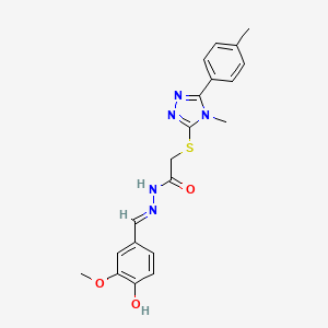 molecular formula C20H21N5O3S B10902058 N'-(4-hydroxy-3-methoxybenzylidene)-2-{[4-methyl-5-(4-methylphenyl)-4H-1,2,4-triazol-3-yl]sulfanyl}acetohydrazide 