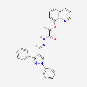 molecular formula C28H23N5O2 B10902088 N'-[(E)-(1,3-diphenyl-1H-pyrazol-4-yl)methylidene]-2-(quinolin-8-yloxy)propanehydrazide 