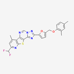 molecular formula C25H19F2N5O2S B10902090 13-(difluoromethyl)-4-[5-[(2,4-dimethylphenoxy)methyl]furan-2-yl]-11-methyl-16-thia-3,5,6,8,14-pentazatetracyclo[7.7.0.02,6.010,15]hexadeca-1(9),2,4,7,10(15),11,13-heptaene 