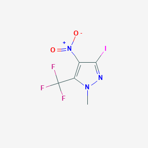 molecular formula C5H3F3IN3O2 B10902158 3-Iodo-1-methyl-4-nitro-5-(trifluoromethyl)-1H-pyrazole 