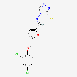 molecular formula C15H12Cl2N4O2S B10902191 N-[(E)-{5-[(2,4-dichlorophenoxy)methyl]furan-2-yl}methylidene]-3-(methylsulfanyl)-4H-1,2,4-triazol-4-amine 