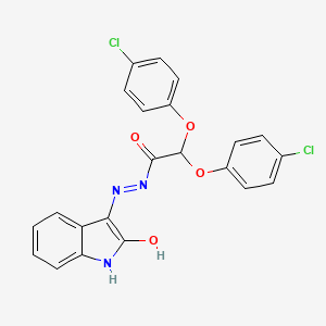 molecular formula C22H15Cl2N3O4 B10902198 2,2-bis(4-chlorophenoxy)-N'-(2-oxoindol-3-yl)acetohydrazide 