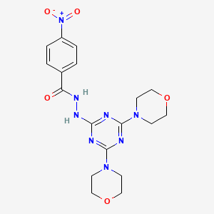 molecular formula C18H22N8O5 B10902204 N'-[4,6-di(morpholin-4-yl)-1,3,5-triazin-2-yl]-4-nitrobenzohydrazide 