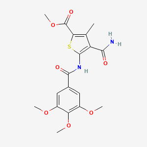 molecular formula C18H20N2O7S B10902227 Methyl 4-carbamoyl-3-methyl-5-{[(3,4,5-trimethoxyphenyl)carbonyl]amino}thiophene-2-carboxylate 