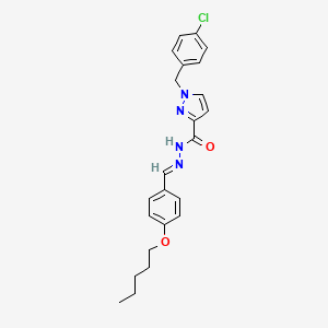 molecular formula C23H25ClN4O2 B10902260 1-(4-chlorobenzyl)-N'-{(E)-[4-(pentyloxy)phenyl]methylidene}-1H-pyrazole-3-carbohydrazide 