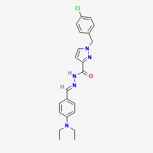 molecular formula C22H24ClN5O B10902262 1-(4-chlorobenzyl)-N'-{(E)-[4-(diethylamino)phenyl]methylidene}-1H-pyrazole-3-carbohydrazide 