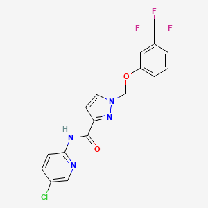 molecular formula C17H12ClF3N4O2 B10902286 N-(5-chloropyridin-2-yl)-1-{[3-(trifluoromethyl)phenoxy]methyl}-1H-pyrazole-3-carboxamide 