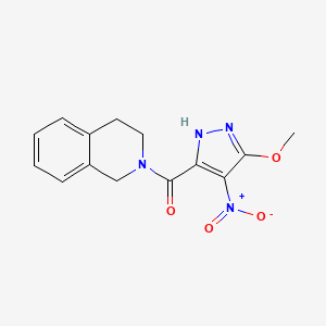 molecular formula C14H14N4O4 B10902341 3,4-dihydroisoquinolin-2(1H)-yl(3-methoxy-4-nitro-1H-pyrazol-5-yl)methanone 