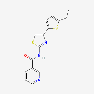 molecular formula C15H13N3OS2 B10902345 N-[4-(5-ethylthiophen-2-yl)-1,3-thiazol-2-yl]pyridine-3-carboxamide 