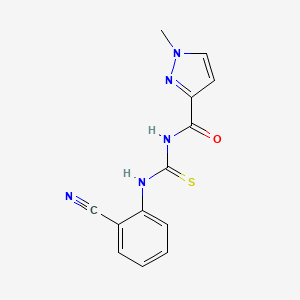 molecular formula C13H11N5OS B10902398 N-[(2-cyanophenyl)carbamothioyl]-1-methyl-1H-pyrazole-3-carboxamide 