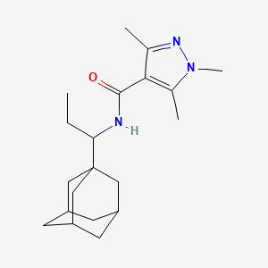 molecular formula C20H31N3O B10902426 N~4~-[1-(1-Adamantyl)propyl]-1,3,5-trimethyl-1H-pyrazole-4-carboxamide 