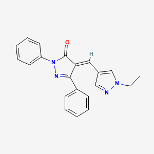 molecular formula C21H18N4O B10902490 (4E)-4-[(1-ethyl-1H-pyrazol-4-yl)methylidene]-2,5-diphenyl-2,4-dihydro-3H-pyrazol-3-one 