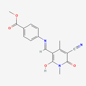 molecular formula C17H15N3O4 B10902516 methyl 4-{[(Z)-(5-cyano-1,4-dimethyl-2,6-dioxo-1,6-dihydropyridin-3(2H)-ylidene)methyl]amino}benzoate 