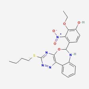 molecular formula C22H23N5O5S B10902533 4-[3-(Butylsulfanyl)-6,7-dihydro[1,2,4]triazino[5,6-d][3,1]benzoxazepin-6-yl]-2-ethoxy-3-nitrophenol 