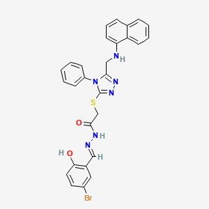 molecular formula C28H23BrN6O2S B10902539 N'-[(E)-(5-bromo-2-hydroxyphenyl)methylidene]-2-({5-[(naphthalen-1-ylamino)methyl]-4-phenyl-4H-1,2,4-triazol-3-yl}sulfanyl)acetohydrazide 