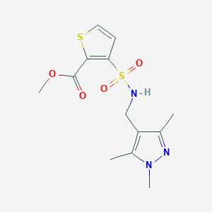 molecular formula C13H17N3O4S2 B10902547 Methyl 3-(N-((1,3,5-trimethyl-1H-pyrazol-4-yl)methyl)sulfamoyl)thiophene-2-carboxylate 