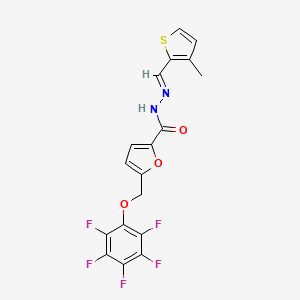 molecular formula C18H11F5N2O3S B10902616 N'-[(E)-(3-methylthiophen-2-yl)methylidene]-5-[(pentafluorophenoxy)methyl]furan-2-carbohydrazide 