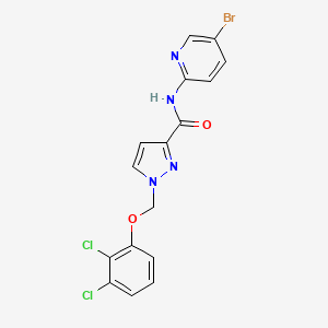molecular formula C16H11BrCl2N4O2 B10902637 N-(5-bromopyridin-2-yl)-1-[(2,3-dichlorophenoxy)methyl]-1H-pyrazole-3-carboxamide 