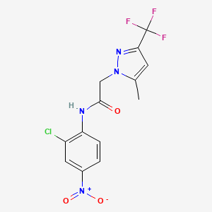 molecular formula C13H10ClF3N4O3 B10902656 N-(2-chloro-4-nitrophenyl)-2-[5-methyl-3-(trifluoromethyl)-1H-pyrazol-1-yl]acetamide 