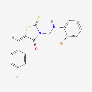 molecular formula C17H12BrClN2OS2 B10902661 (5E)-3-{[(2-bromophenyl)amino]methyl}-5-(4-chlorobenzylidene)-2-thioxo-1,3-thiazolidin-4-one 
