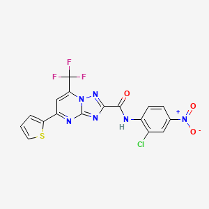 molecular formula C17H8ClF3N6O3S B10902703 N-(2-chloro-4-nitrophenyl)-5-(thiophen-2-yl)-7-(trifluoromethyl)[1,2,4]triazolo[1,5-a]pyrimidine-2-carboxamide 