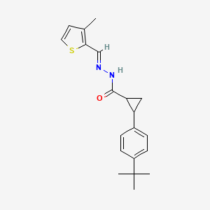 molecular formula C20H24N2OS B10902728 2-(4-tert-butylphenyl)-N'-[(E)-(3-methylthiophen-2-yl)methylidene]cyclopropanecarbohydrazide 